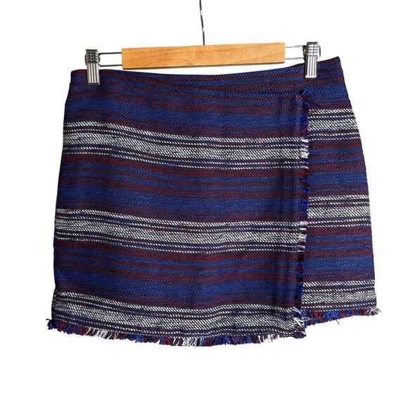 Joie Genae Fringed Mini Skirt Dark Navy Multi Size 4 NWT - Picture 5 of 7